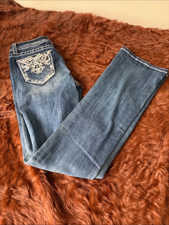 Grace Denim - Grace Blue Bootcut Jeans with Embroidered Pocket